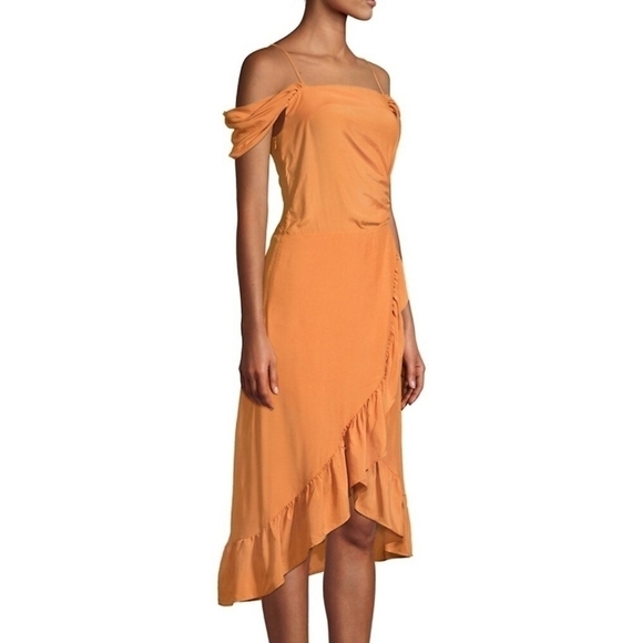 Maje Portefeuille Ruffle Detail Midi Dress NWT  Small/1 - Picture 4 of 8